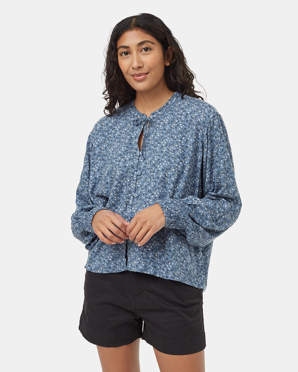 EcoWoven Crepe Smocked Blouse-1