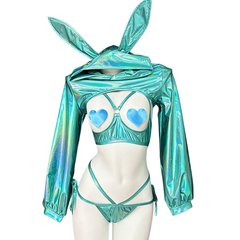 Anime Bunny Girl Style Neo Chrome Swimwear Sexy Bikini Cosplay Lingerie-11