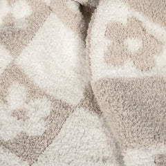 Blushing Beige & White Flower Power Print Toddler Blanket-9