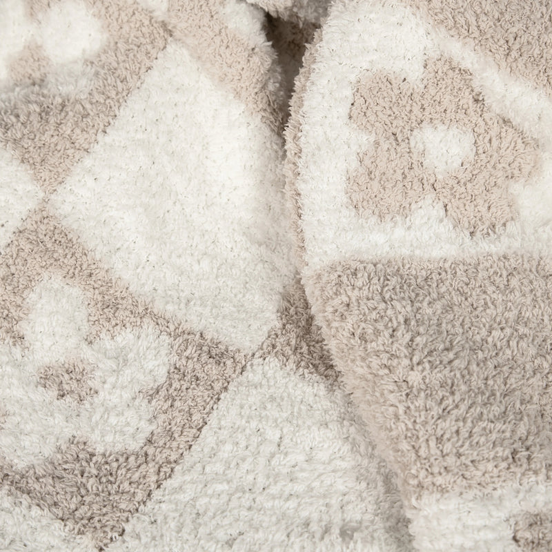 Blushing Beige & White Flower Power Print Toddler Blanket-9