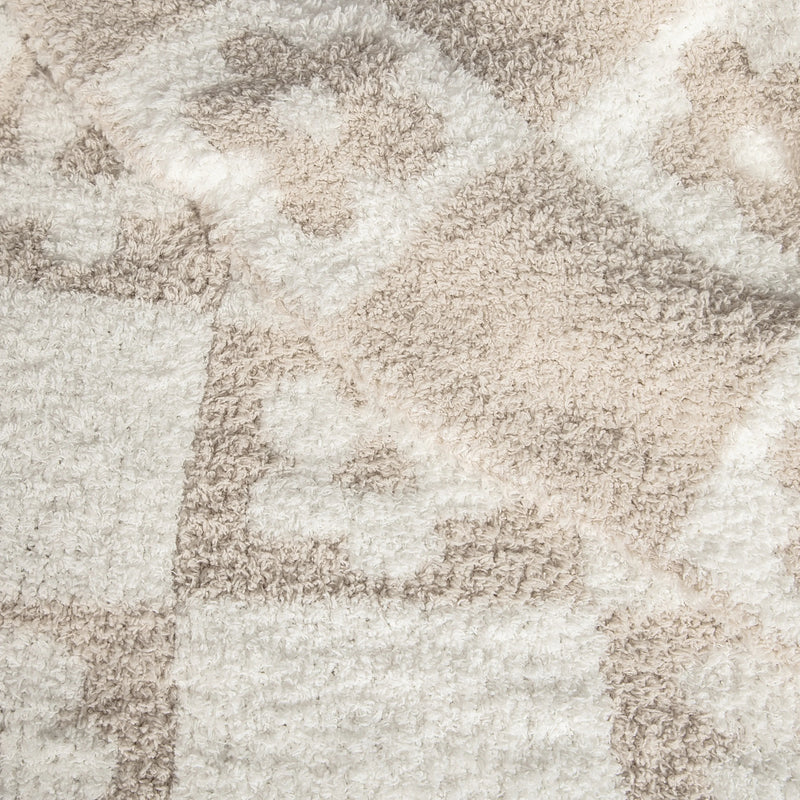 Blushing Beige & White Flower Power Print Toddler Blanket-6