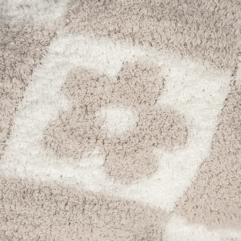 Blushing Beige & White Flower Power Print Toddler Blanket-7