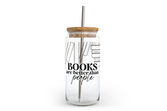 Books Are Better Than People Glass Can with Bamboo Lid-1