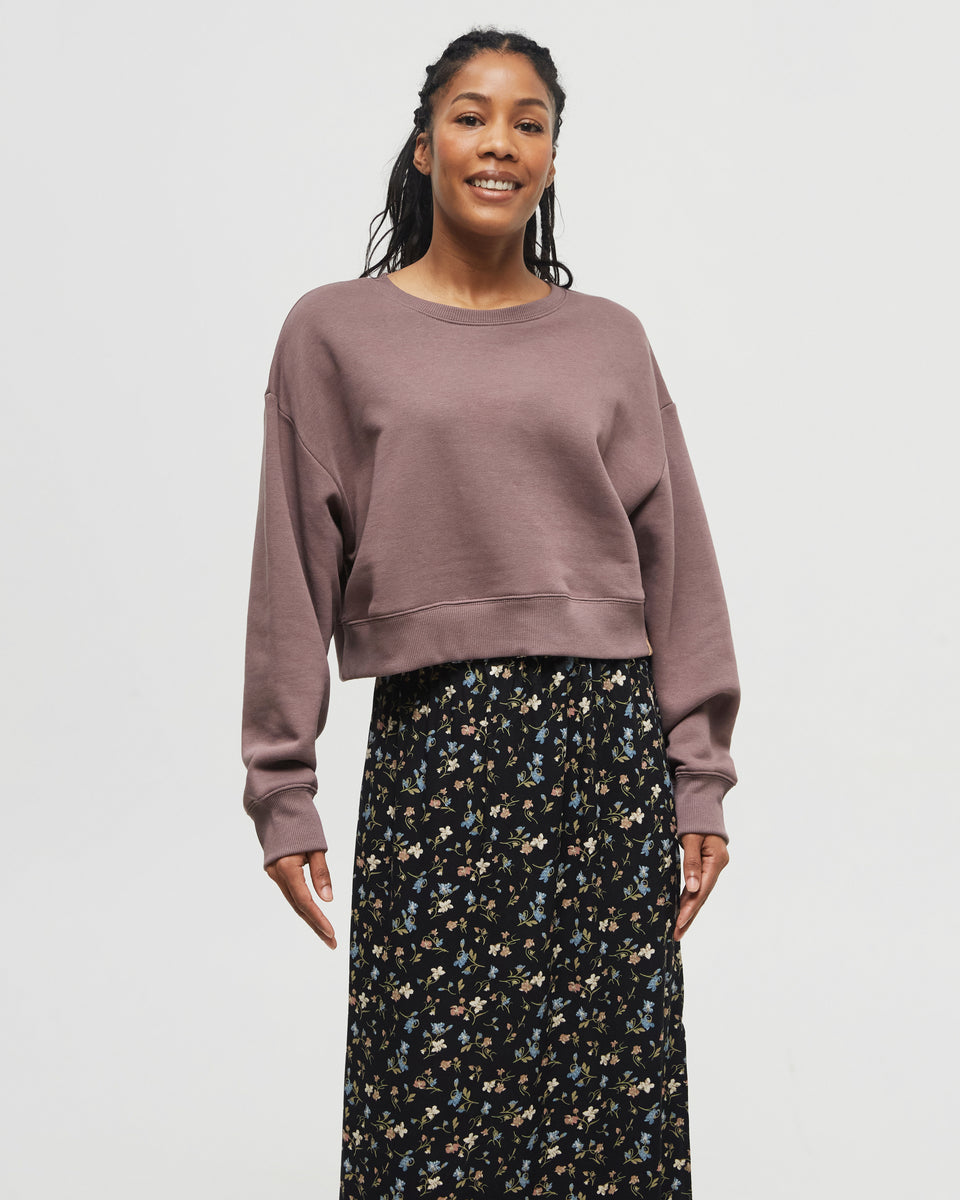 TreeFleece Oversized Cropped Crew-1