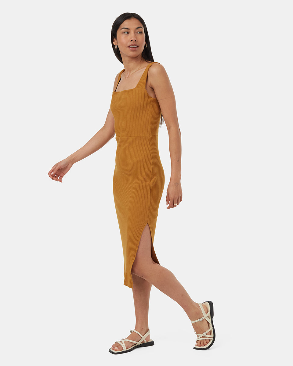 Rib Square Neck Dress-6