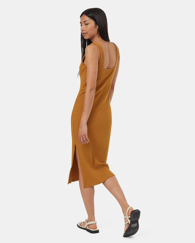 Rib Square Neck Dress-3