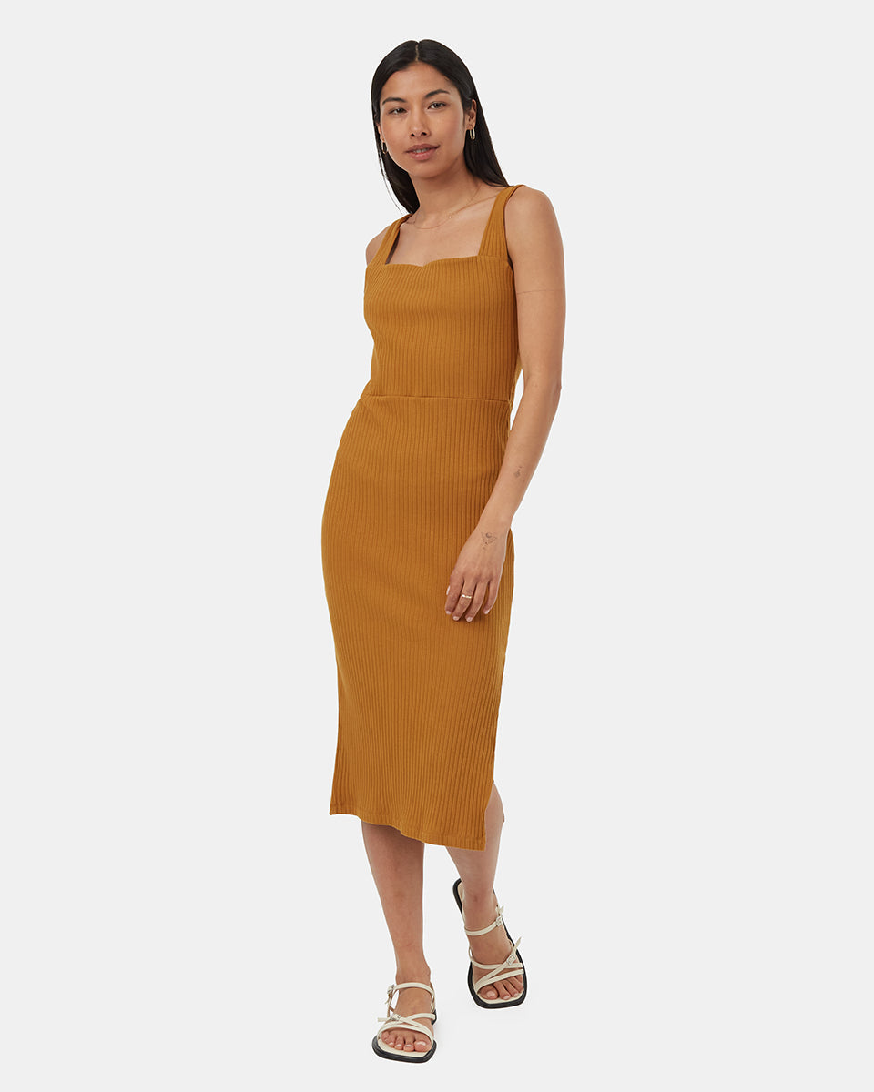 Rib Square Neck Dress-1