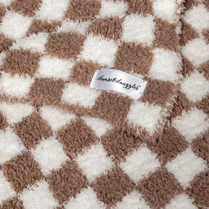 Chocolate Milk & White Check Print Lovey-5