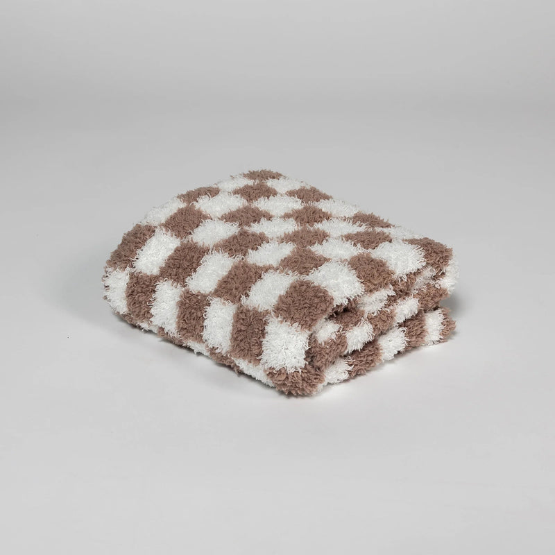 Chocolate Milk & White Check Print Lovey-6