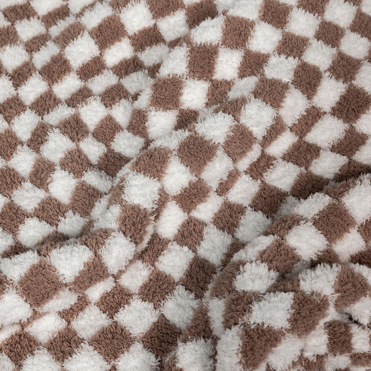 Chocolate Milk & White Check Print Toddler Blanket-8
