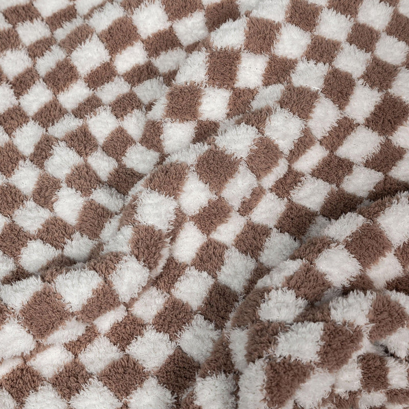 Chocolate Milk & White Check Print Toddler Blanket-8