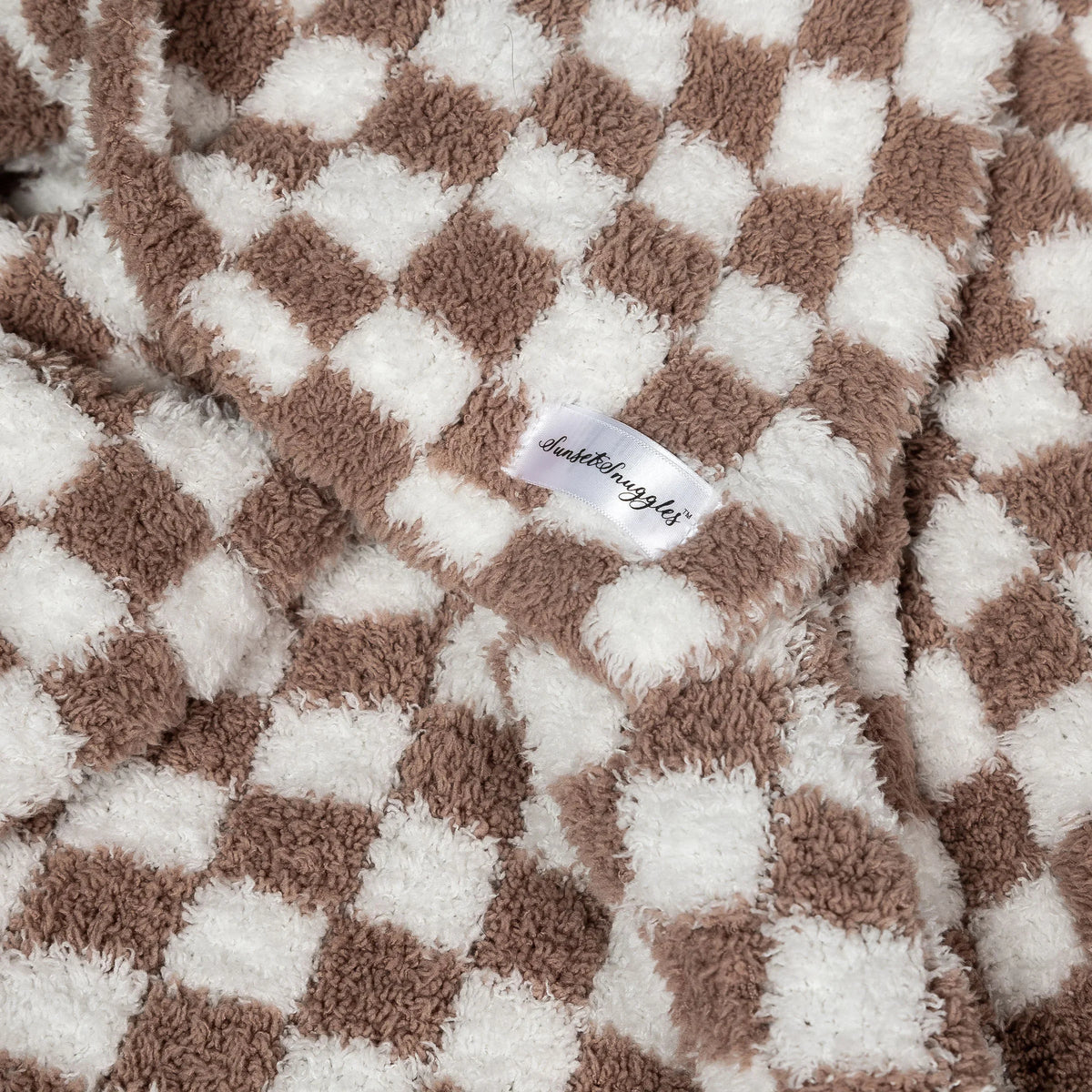 Chocolate Milk & White Check Print Toddler Blanket-10
