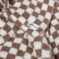 Chocolate Milk & White Check Print Toddler Blanket-10