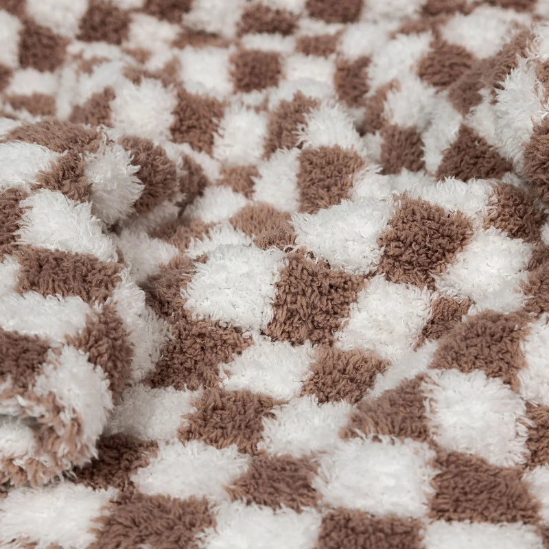 Chocolate Milk & White Check Print Toddler Blanket-9