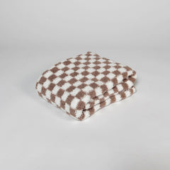 Chocolate Milk & White Check Print Toddler Blanket-11