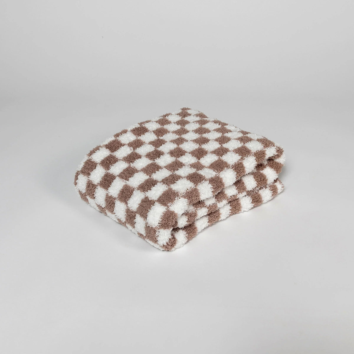 Chocolate Milk & White Check Print Toddler Blanket-11