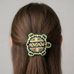 Beaded turtle Barrette Yellow accent-3