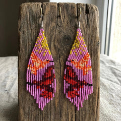 Pink Sky Dancer Beaded Earrings-3