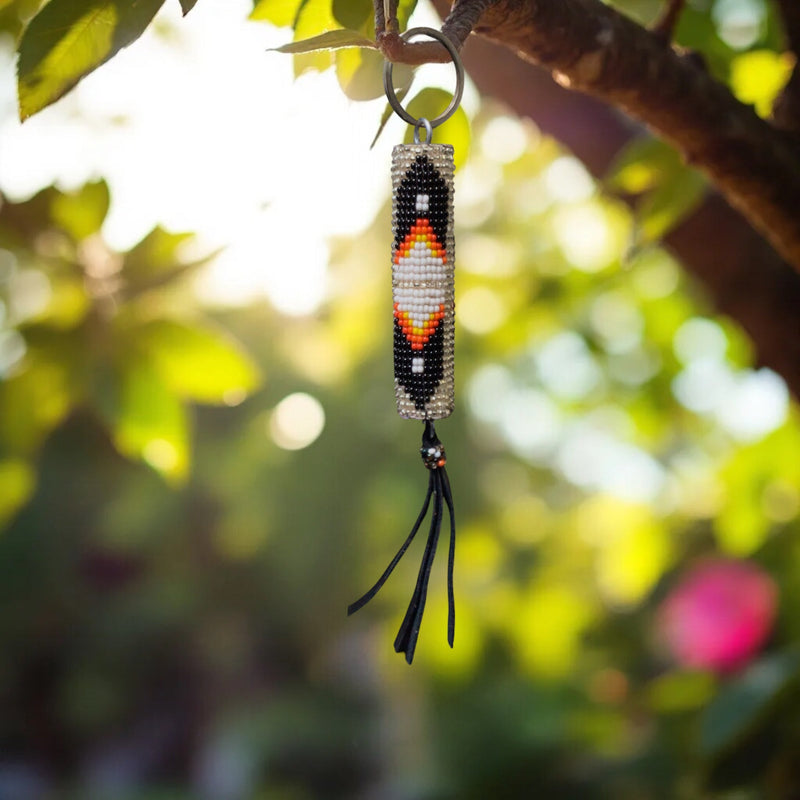 Silver Handcrafted Beaded Keychain-2