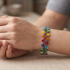 Handcrafted Floral Bracelet Blue-3