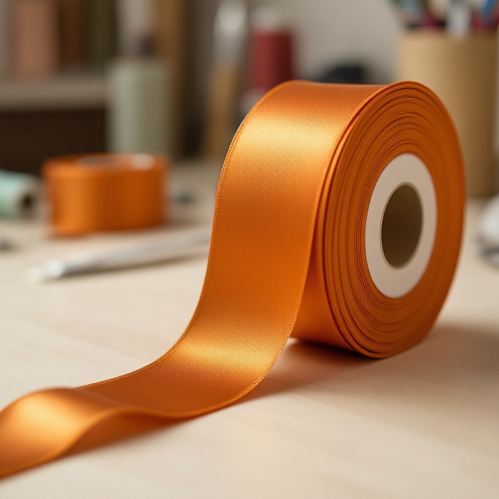 Satin Ribbon Double Face-Russet Orange #751- 3.8 cm Wide-2