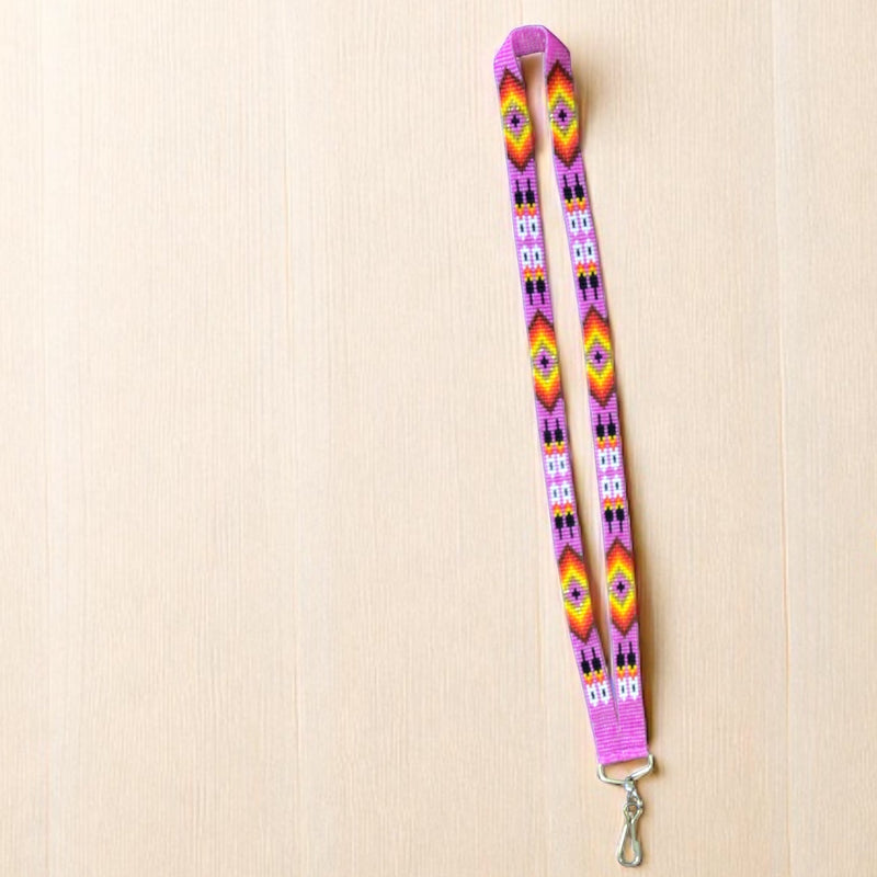 Pink Native Beaded Lanyard-2