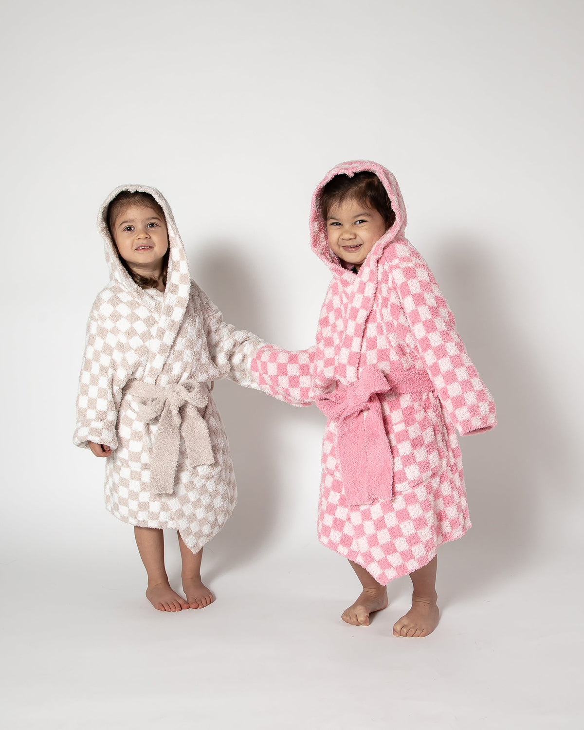 Childrens Check Print Hooded Robe-12