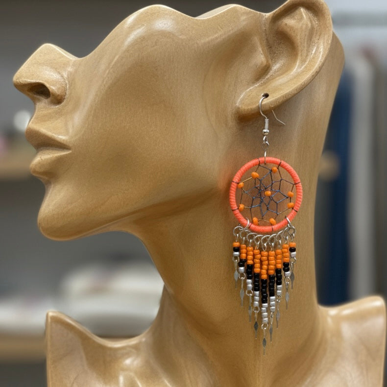 Orange/black Dreamcatcher Dangles-1
