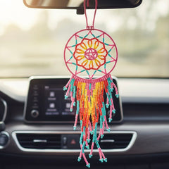 Pink and yellow ,Celestial Beaded Handmade Dreamcatcher-1