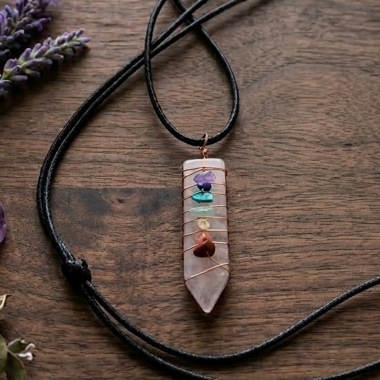 Natural Sword Chakra Unisex light pink Pendant