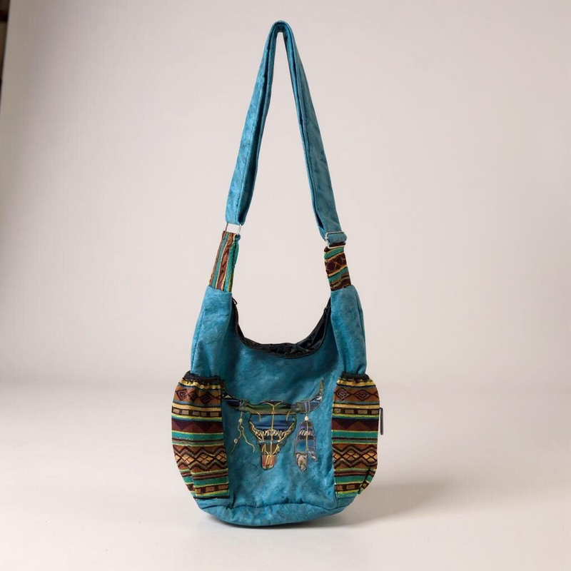 Buffalo Skull Embroidered Crossbody Bag-2