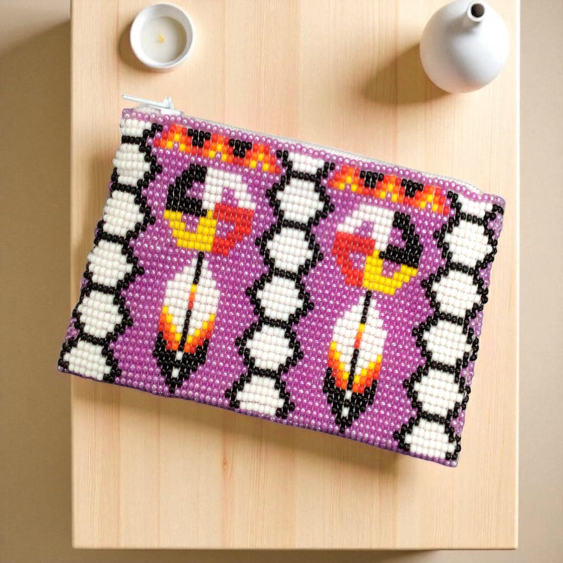 Feather with Dreamcatcher Beaded coin purse-5