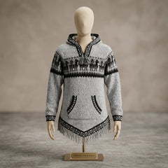 Women Cardigan Grey Alpaca Sweater-1