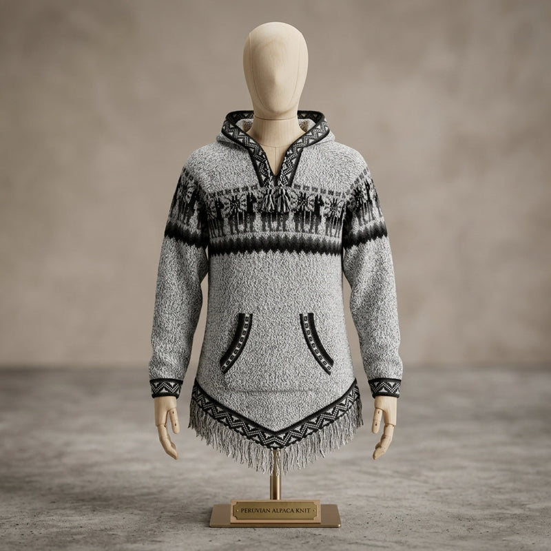 Women Cardigan Grey Alpaca Sweater-1