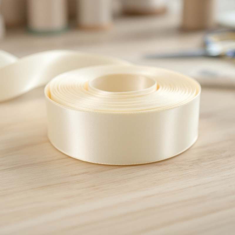 Satin Ribbon Double Face-Ivory #810- 3.8 cm Wide-2