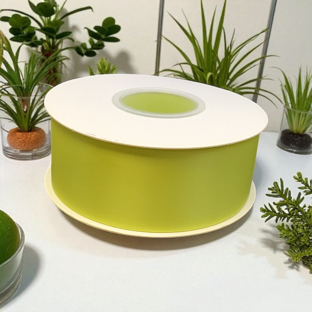 Satin Ribbon Double Face Lime #625 -3.8 cm Wide-1