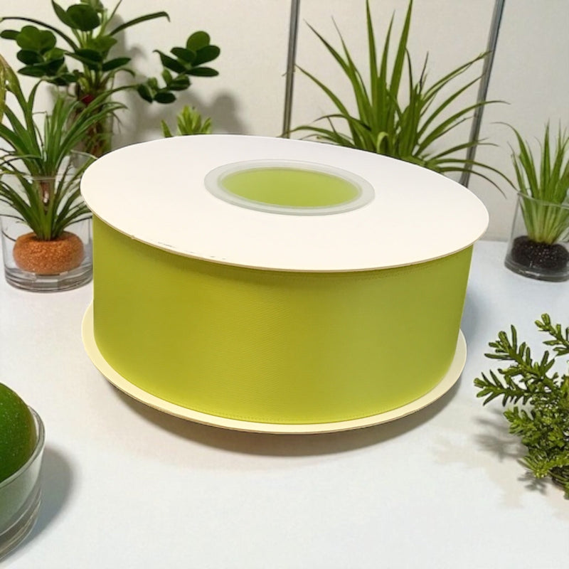 Satin Ribbon Double Face Lime #625 -3.8 cm Wide-1