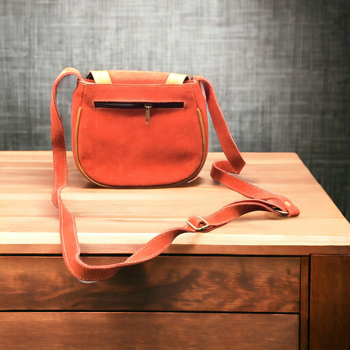 Red Leather Embroidery Crossbody Purse-3