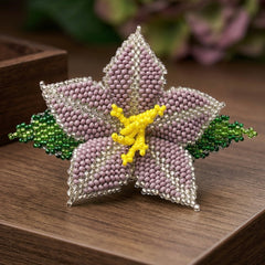 Dusty Lavender Ember Bloom Beaded Hair Barrette-1