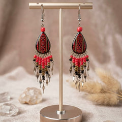 Small Sized Southwestern Red Teardrop Earrings-1