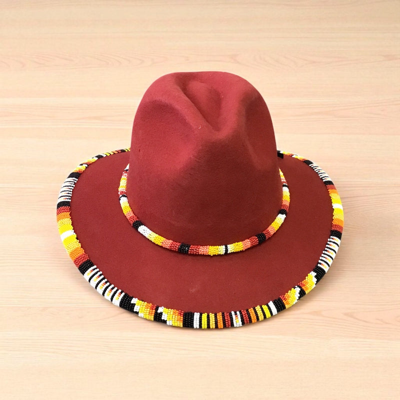 Size-58 Handmade Beaded Hat(Red)-2