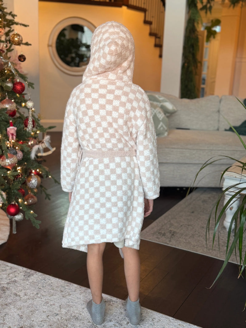 Childrens Check Print Hooded Robe-9