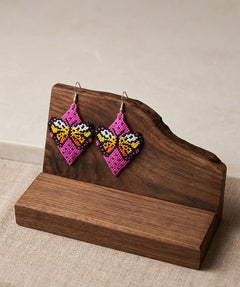 Butterfly Beaded Earrings (Pink)-1