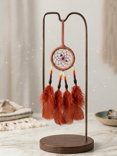 Small Handmade Red Dreamcatcher with Red Feathers-2