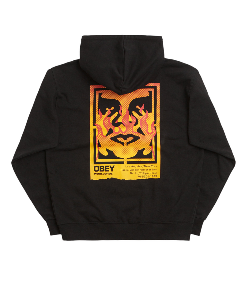 Obey 'Icon Stencil Flame' Hoodie - Black-2
