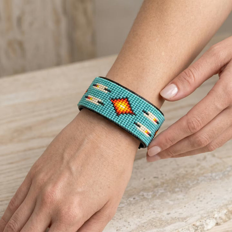 Beaded Cuff Bracelet(Turquoise)-1