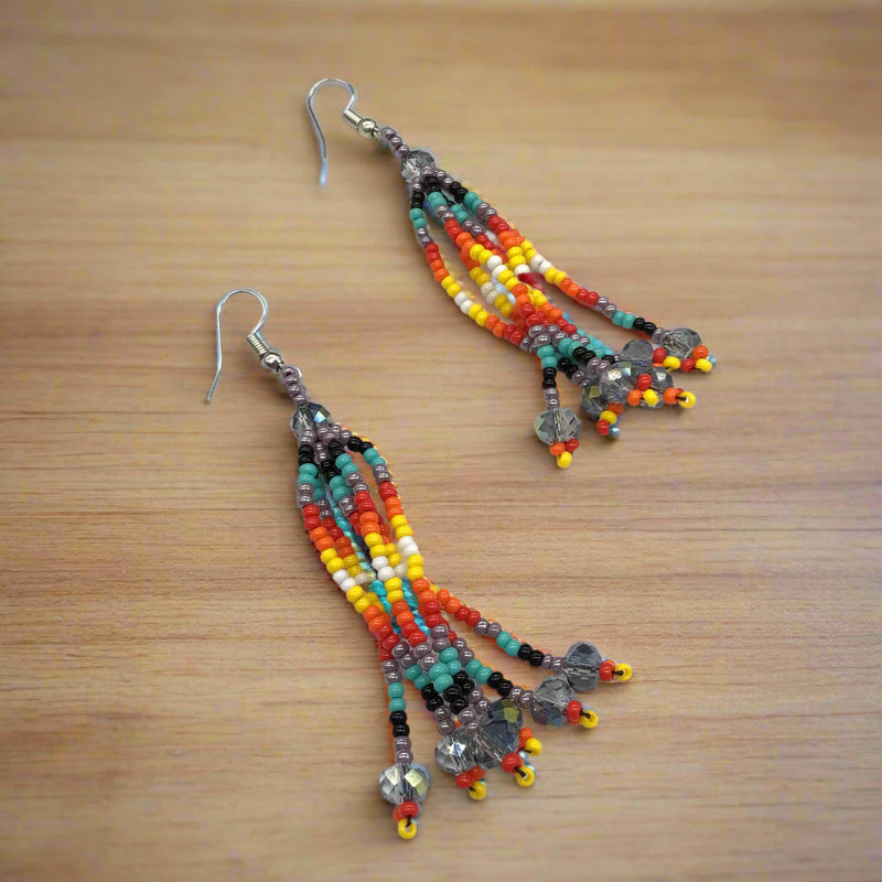 Light Purple Six-Strand Beaded Cascade Earrings-2