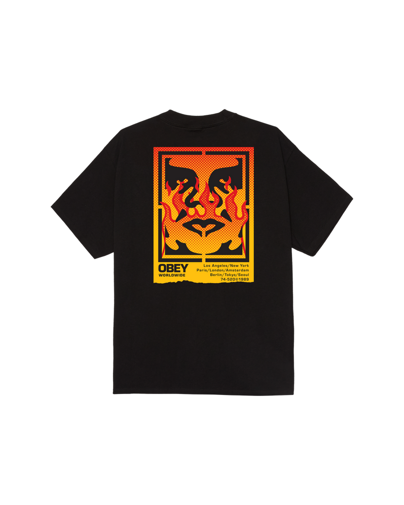 Obey 'Icon Stencil Flame' Tee - Black-2