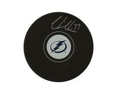 Palet de hockey autographié Victor Hedman Tampa Bay Lightning-1