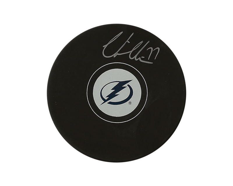 Palet de hockey autographié Victor Hedman Tampa Bay Lightning-1